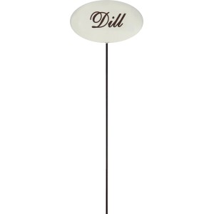 Emailleweißer Kräuterstecker 'Dill' (30 cm) zur Beet- und Kübelbeschriftung.