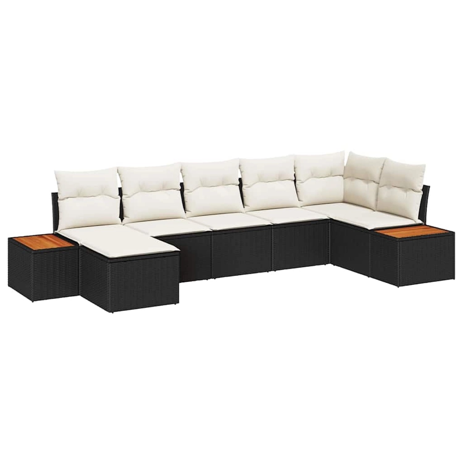 vidaXL Garten-Sofa-Set mit Kissen 7-Tlg Schwarz Poly Rattan 3348128 günstig online kaufen