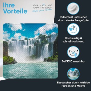 SANILO Badematte Wasserfall: Rutschfeste Duschmatte mit Wasserfall-Motiv für sicheren Halt in der Dusche.
