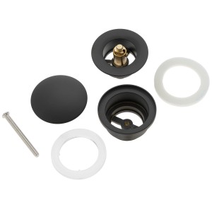 Kronenbach Pop Up Ablaufventil, rund und kurz, in Schwarz Matt, Einzelteile.