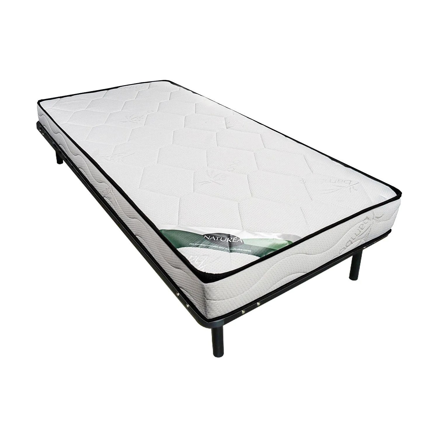 Vente-unique Matratze Und Lattenrost Kanani Schwarz 190 cm  188 cm  3.8 cm
