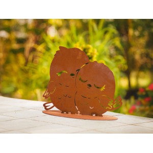 Ferrum Art Design Vogelpärchen Deko-Figur aus Metall in Edelrost-Optik für den Garten.