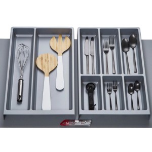 SOTECH ORGA-BOX Vario SET 2 Silbergrau für 100er Schublade Mehrzweckeinsatz Besteckeinsatz Antirutschmatte Orga-Weave