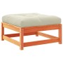 Gartenmöbel Fußbank: Wachsbraune vidaXL Fußbank mit creme Kissen aus Kiefernholz.