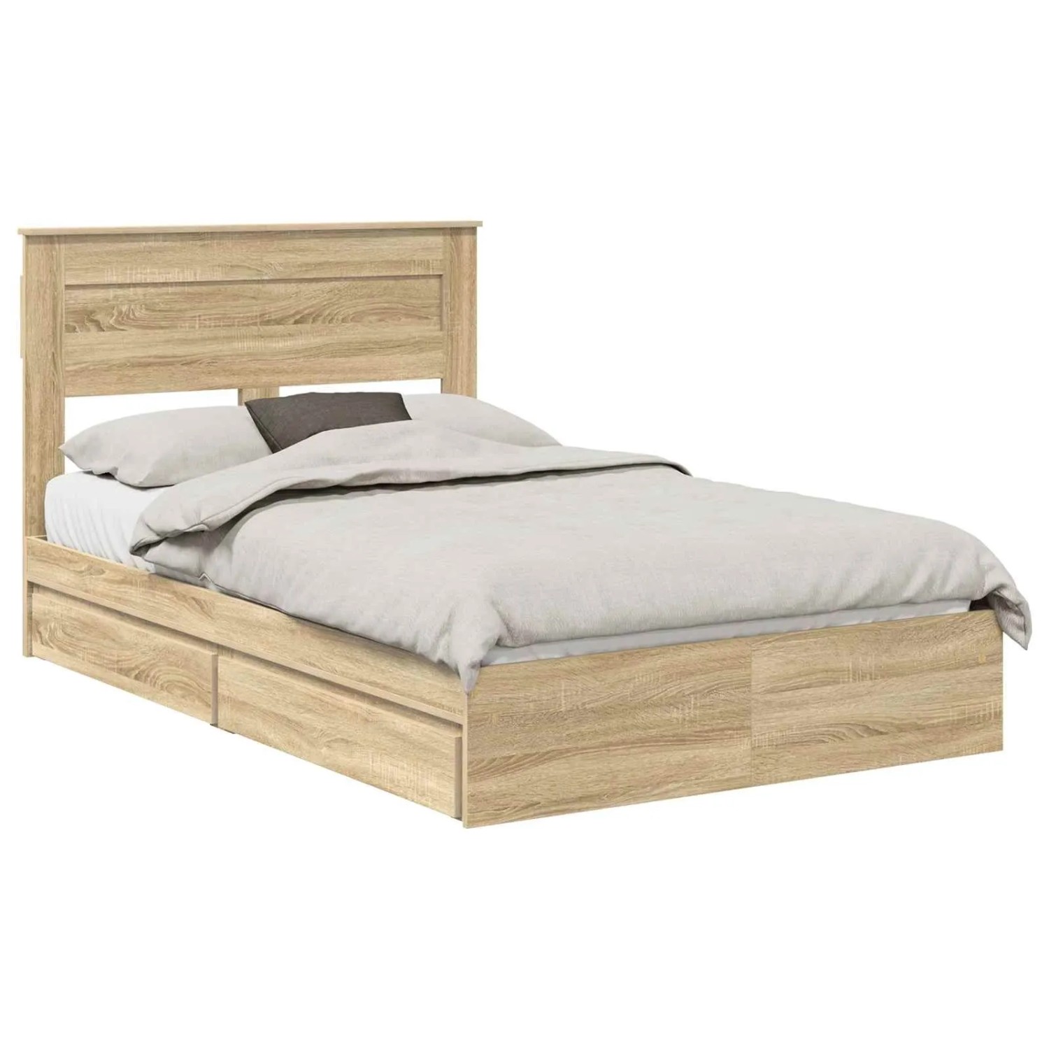 vidaXL Stauraumbett Sonoma-Eiche 135 x 190 cm Holzwerkstoff 3409919 günstig online kaufen