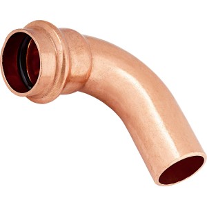 Kupfer Press-Bogen, 22 mm Durchmesser, 90 Grad Winkel für Kupferrohr-Installationen.