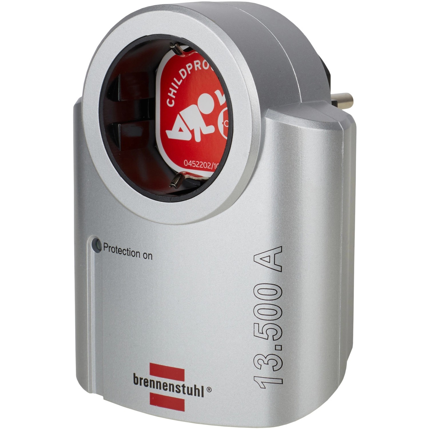 Brennenstuhl Steckdosenadapter Primera-Line mit Überspannungsschutz und Kinderschutz in Silber-Schwarz.