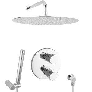 PaulGurkes Unterputz Duschsystem mit Regendusche (40cm) und Thermostat.