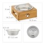Relaxdays Hundenapf Bambus Edelstahl Natur Silber Spülmaschinengeeignet 400 ml 6 cm x 14,5 cm x 14,5 cm 240 g_4