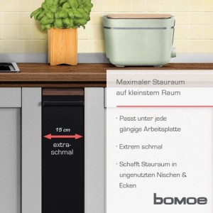 Bomoe Nischenregal Hylla, braun/schwarz, 15 cm breit, ideal für Büro und Küche.