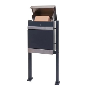 PROREGAL Paketkasten Mit Standfuß HxBxT 120x59x36cm Paketbox Paketstation Standbriefkasten Metall Edelstahl Verzinkt Anthrazit