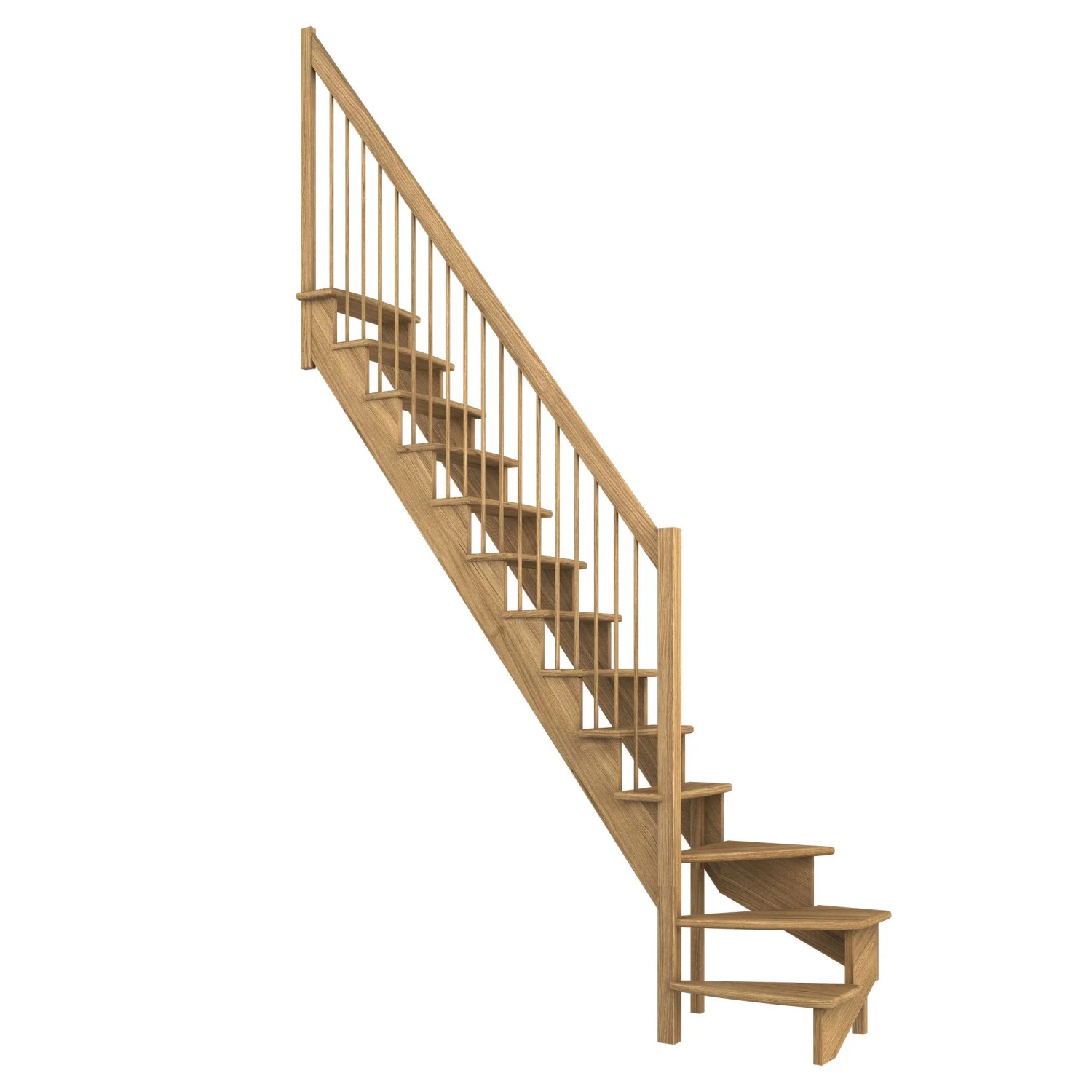 Dolle Raumspartreppe Lyon Eiche Holzgeländer 65 cm 1/4-gewendelt U/L FSC® günstig online kaufen