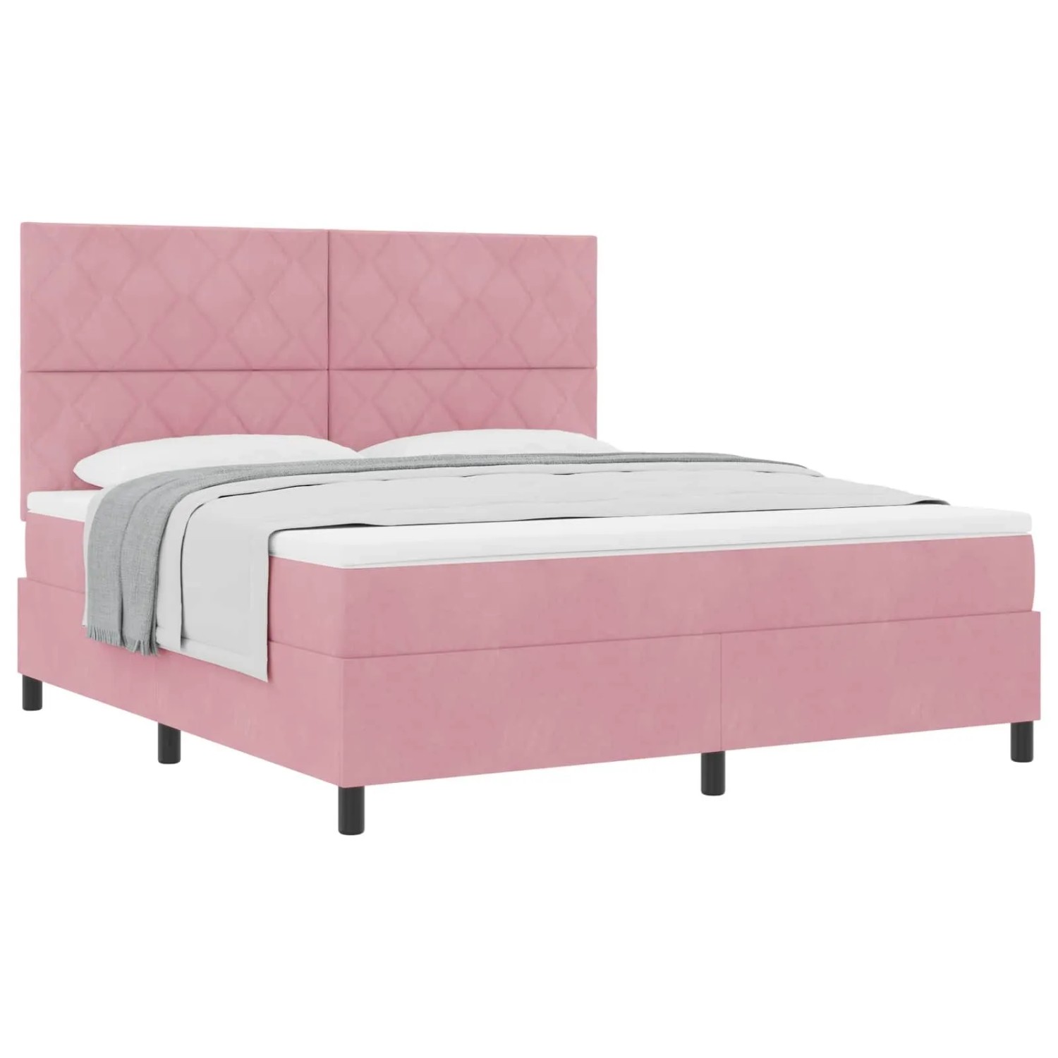 vidaXL Boxspringbett mit Matratze mit Kopfteil Rosa 180 x 200 cm Stoff 3339919