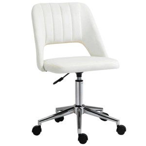 Weißer Vinsetto Bürostuhl, höhenverstellbar, 360° drehbar, gepolstert, ergonomisch, mit Rollen.