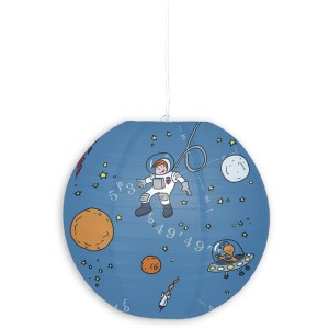 Blauer Japanballon Kid Ballon (Ø 40cm) mit Astronauten, Planeten und Sternen für Kinderzimmer.