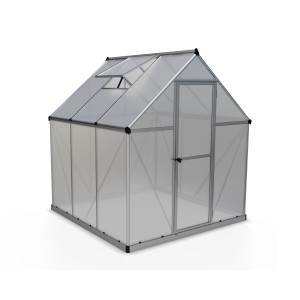 CANOPIA Gewächshaus 3,4 m² mit Fundamentrahmen, Aluminiumrahmen, Hohlkammerplatten und Dachfenster.