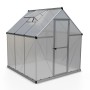 CANOPIA Gewächshaus 3,4 m² mit Fundamentrahmen, Aluminiumrahmen, Hohlkammerplatten und Dachfenster.