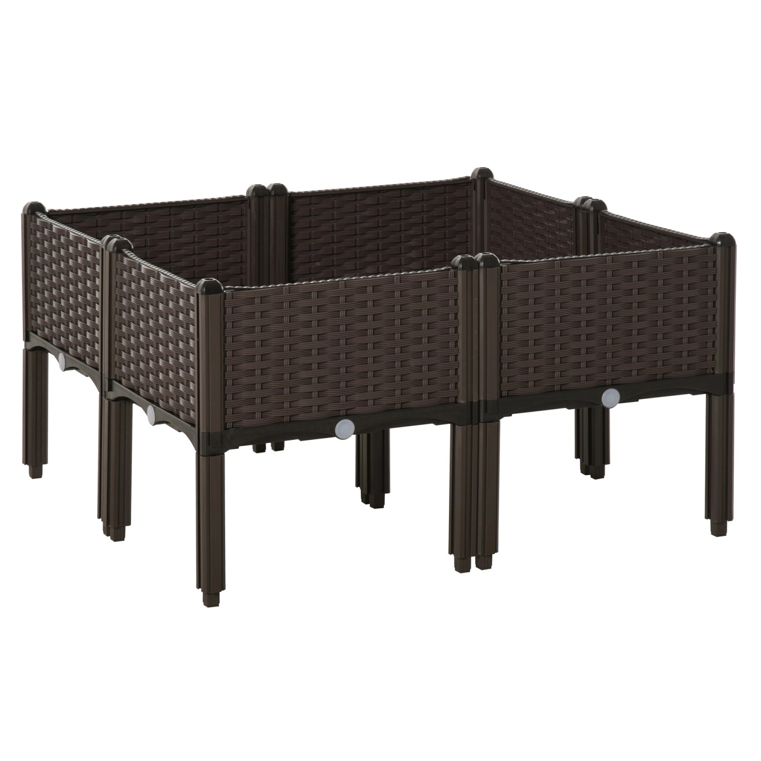Outsunny Garten-Bett Set Kunststoff-Kunststoff Braun 4-teilig günstig online kaufen
