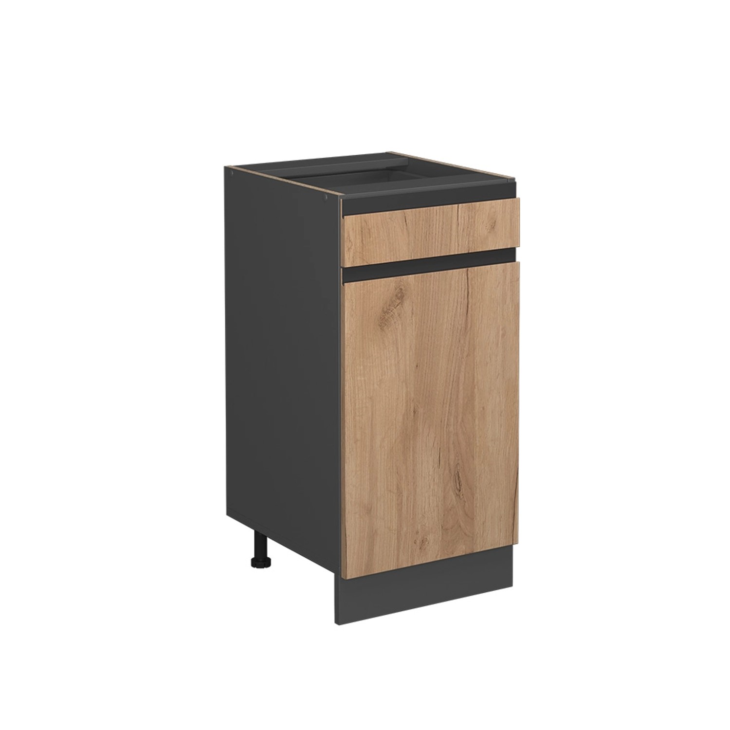Vicco Küchenunterschrank R-Line Goldkraft Eiche/Anthrazit 40 cm J-Shape ohne Arbeitsplatte
