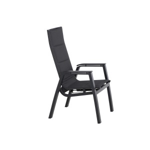 Siena Garden Relaxsessel Milano in Anthrazit mit verstellbarer Rückenlehne und Aluminiumgestell.