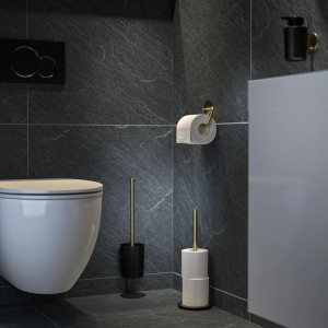 Tiger Tune WC-Bürste mit Halter, Messing gebürstet/Schwarz, im Badezimmer