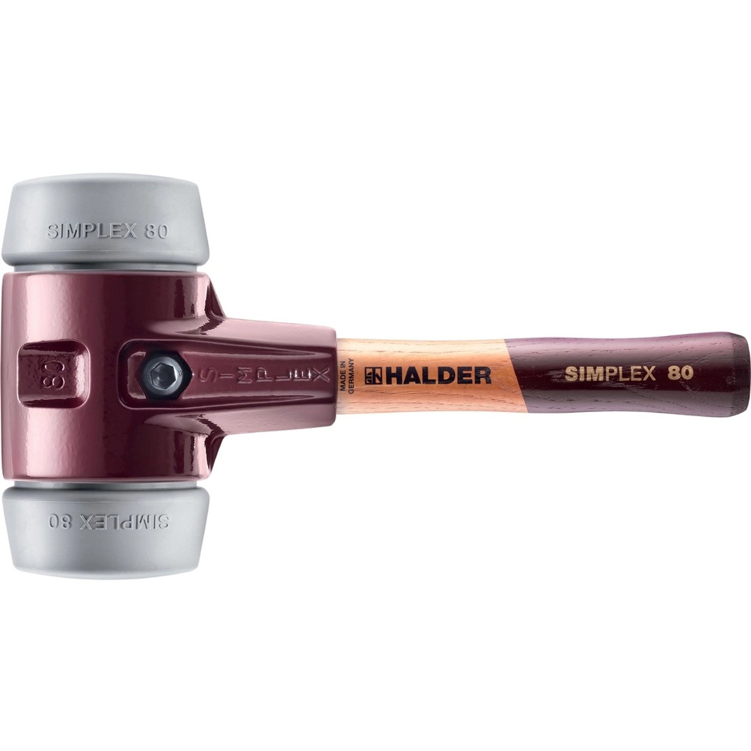 Halder Simplex Schonhammer Ø 80 mm TPE-mid Grau Kurzer Stiel mit Temperguss günstig online kaufen