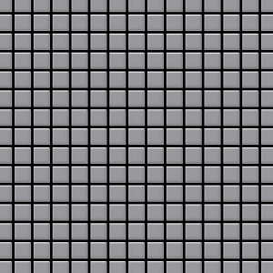 Matte, graue Edelstahl Mosaikfliese mit quadratischen Steinen für Bad und Küche.