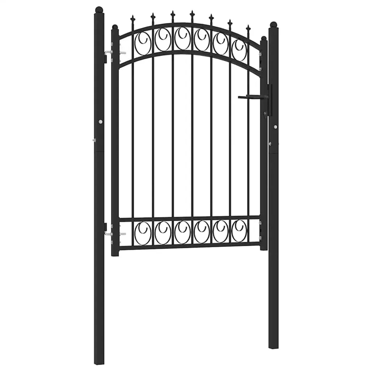 vidaXL Zauntor mit Spitzen Stahl 100x125 cm Schwarz 146379