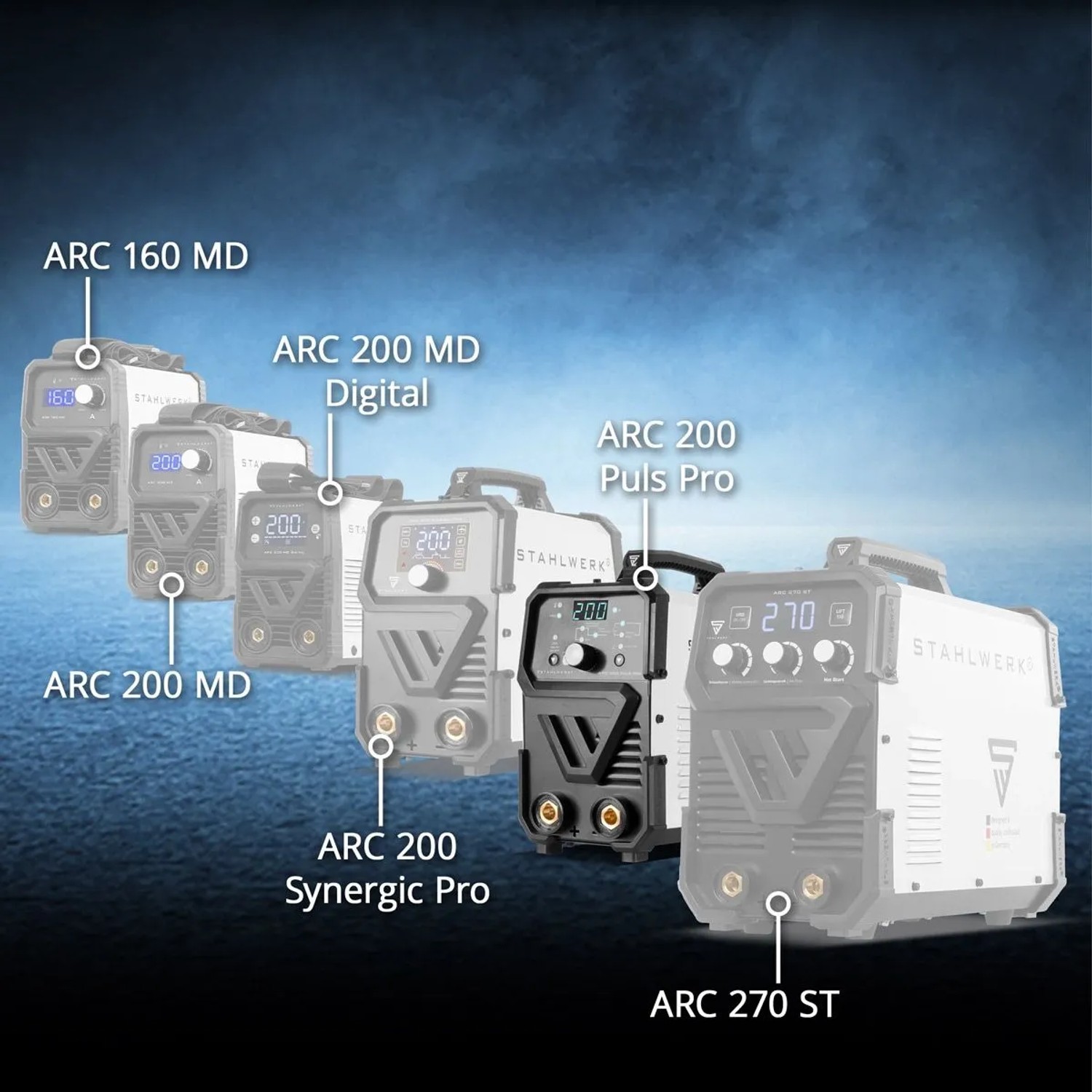 STAHLWERK Schweißgerät ARC 200 Puls Pro, MMA/E-Hand, Lift TIG, 200 A, mit Pulsfunktion. Verschiedene Modelle im Vergleich.