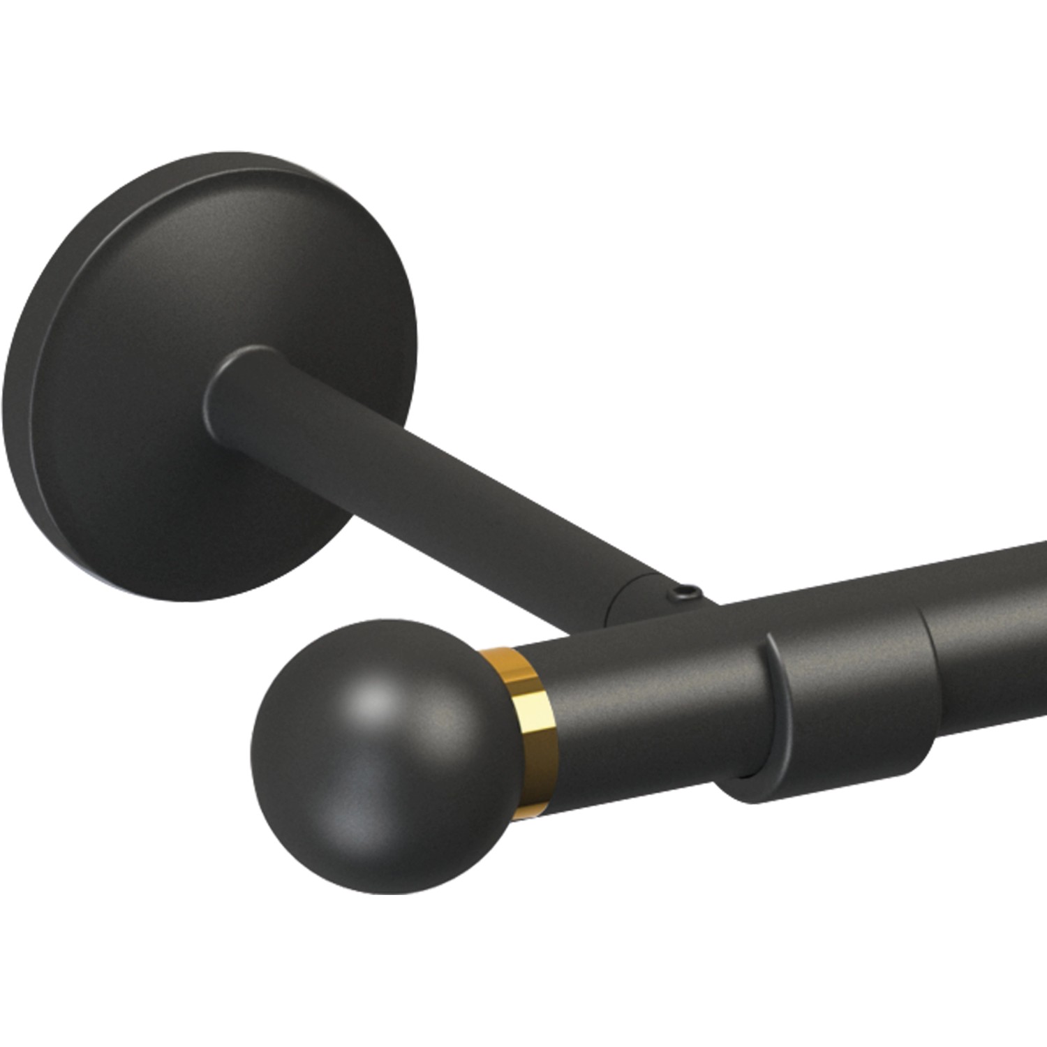 Schwarzes Gardinenstangen-Endstück in Kugelform (Ø 19 mm) für Stilgarnituren.