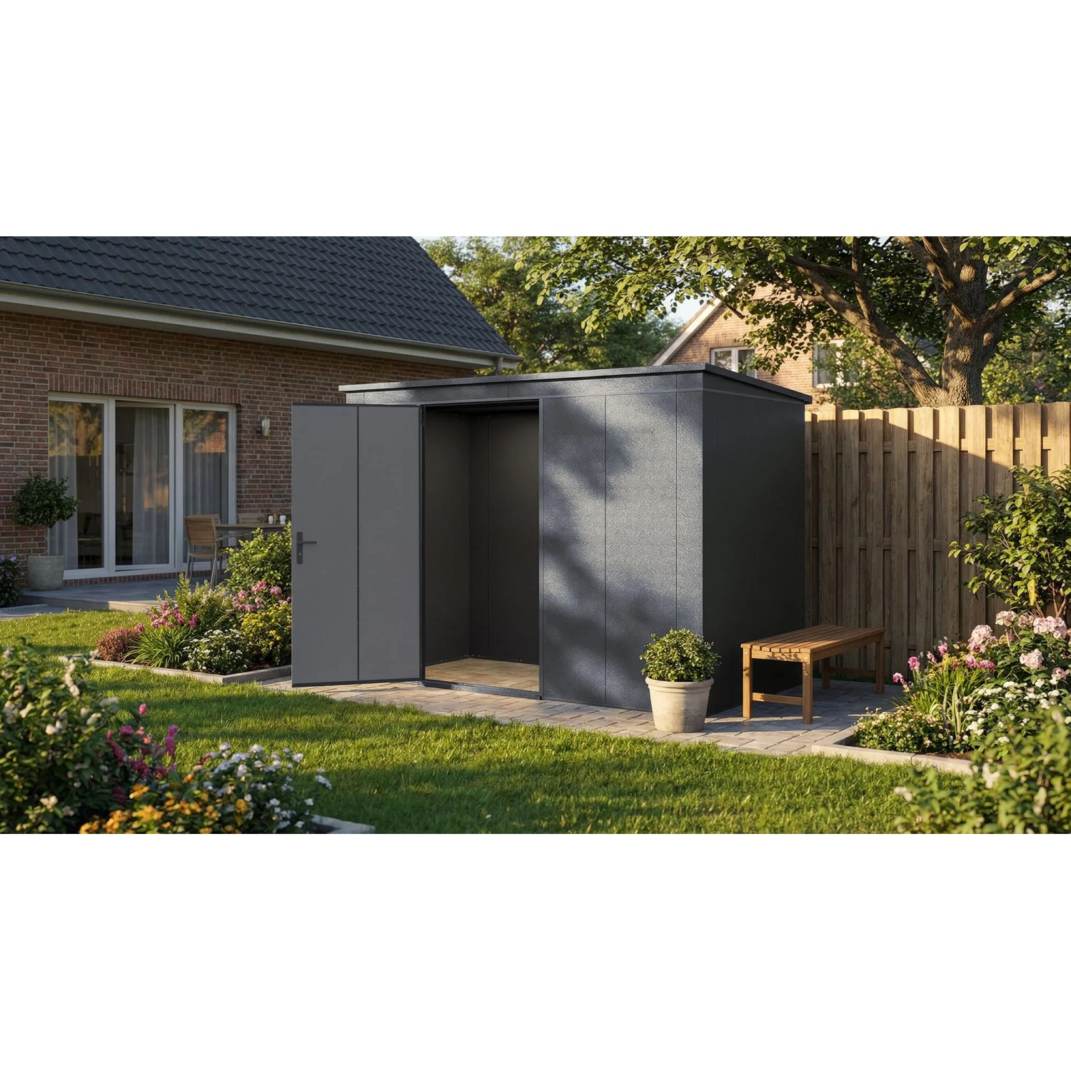 Weka Metall-Gerätehaus Gary 292 cm x 148 cm Anthrazit