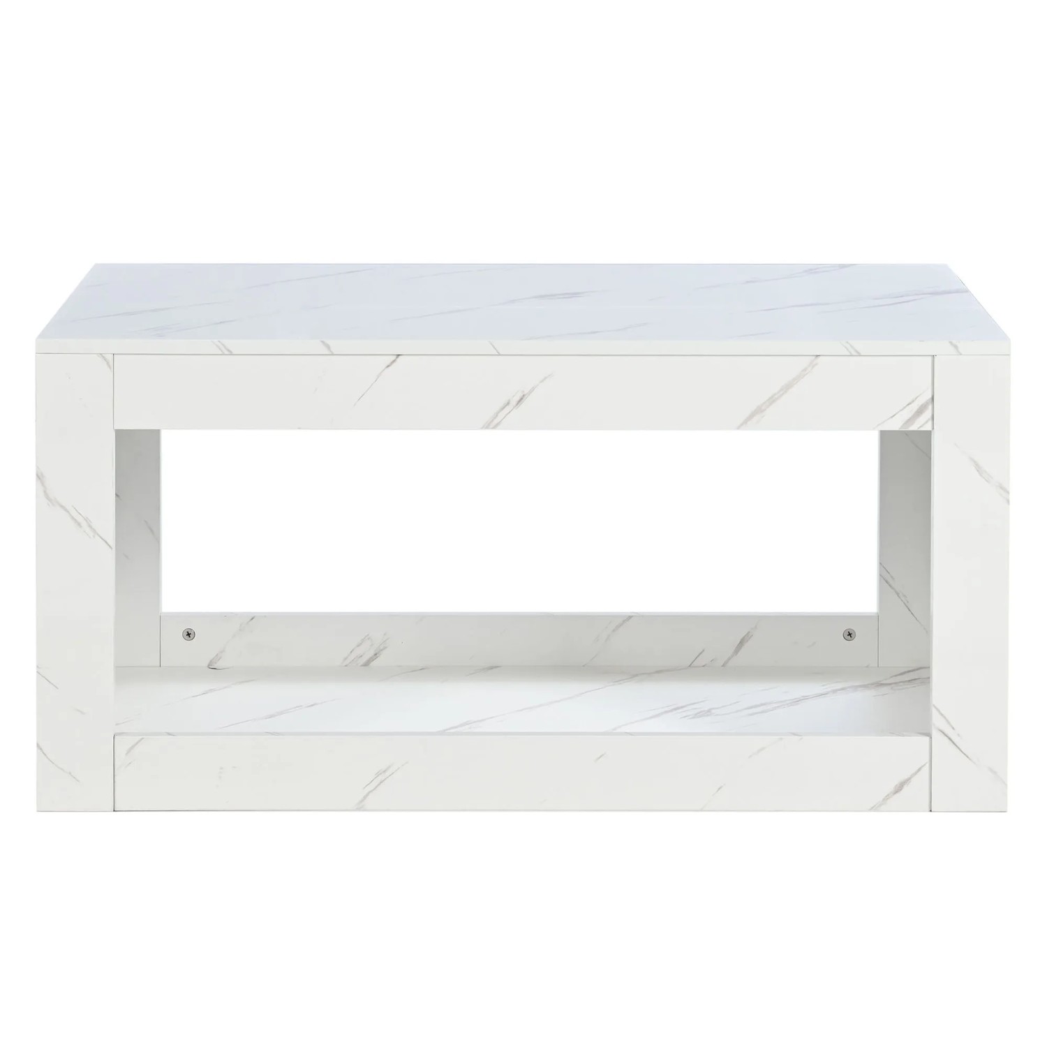 ModernLuxe Couchtisch Hochglanz Marmoroptik mit Led Beleuchtung Spanplatte Weiß