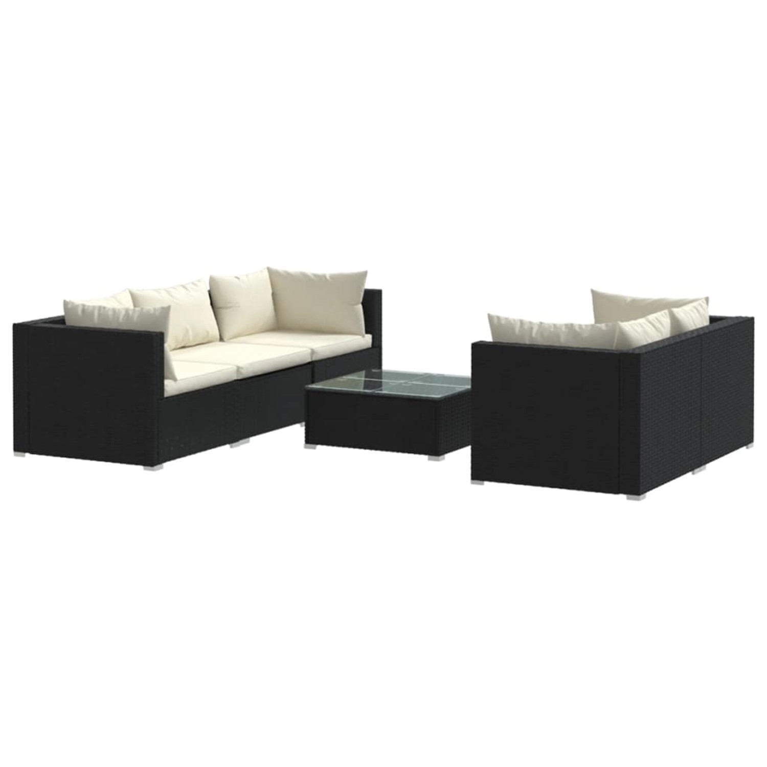 Vidaxl 6-tlg. Garten-lounge-set Mit Kissen Poly Rattan Schwarz günstig online kaufen