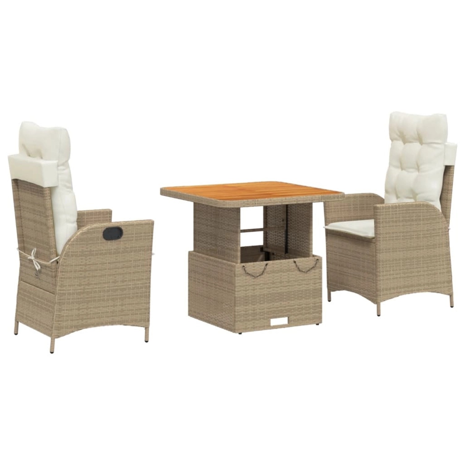 vidaXL 3-Tlg Garten-Essgruppe mit Kissen Beige Poly Rattan 3277469 günstig online kaufen