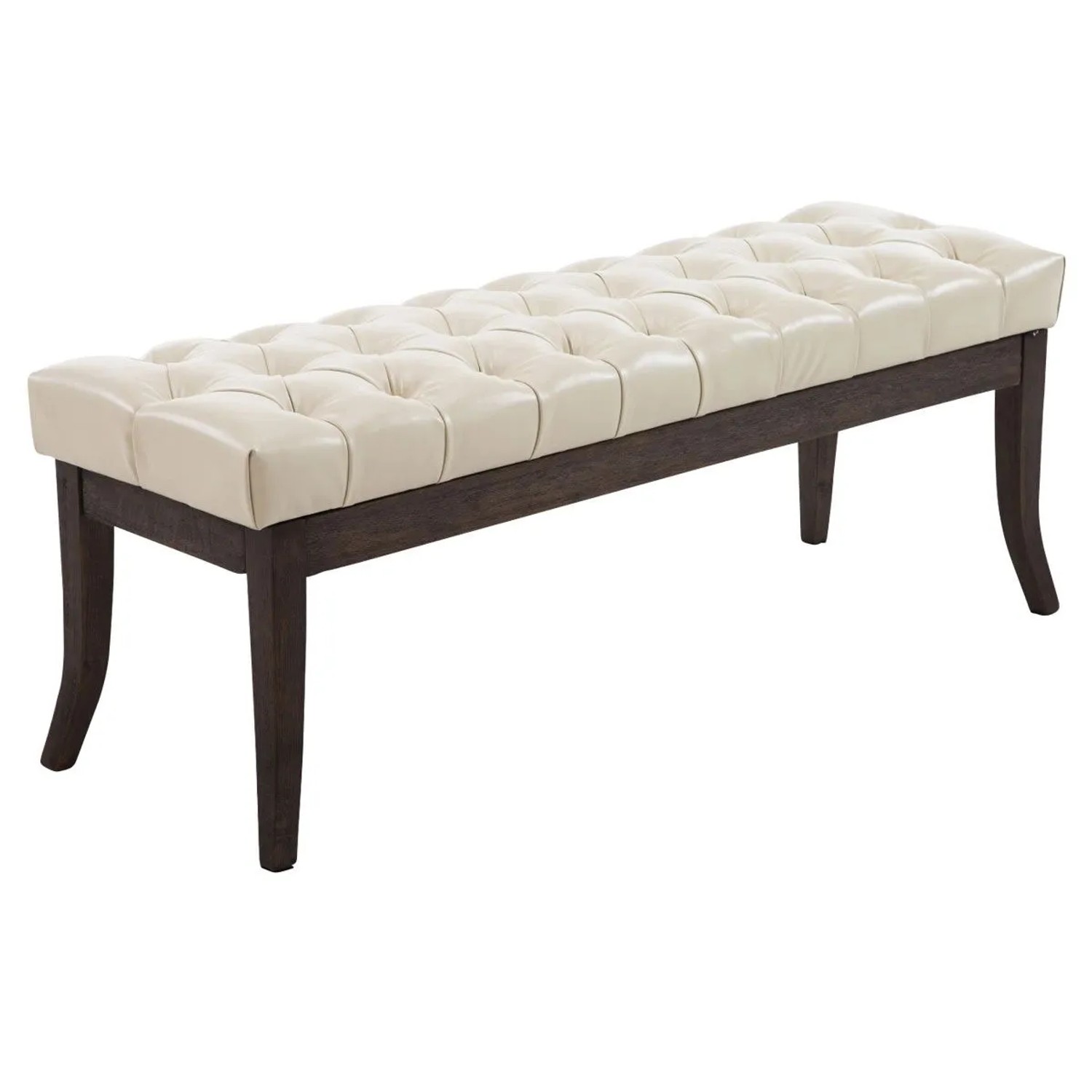 DELUKE Sitzbank CANNES Kunstleder Creme 120x38x46cm Dunkelbraun Sitzbank Flur Sitzhocker Esszimmerbank Polsterbank Schlafzimmer
