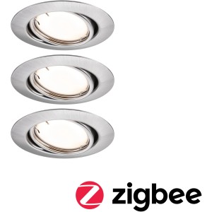 Paulmann LED Einbaustrahler Set, 3 runde Smart Home Leuchten mit Zigbee Steuerung.