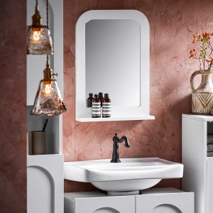 SoBuy Spiegel Wandspiegel Badspiegel mit Ablage Weiß BHT ca. 38x54x9cm BZR162-W