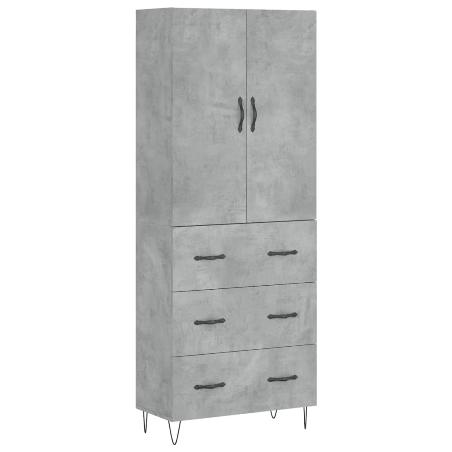 vidaXL Highboard Betongrau 69,5x34x180 cm Holzwerkstoff 3198085 günstig online kaufen