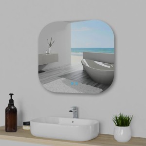 Quadratischer Badspiegel 60cm mit LED-Beleuchtung und Touch-Funktion im modernen Badezimmer.