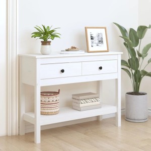 vidaXL Konsolentisch Weiß 100x35x75 cm Massivholz Kiefer 814625