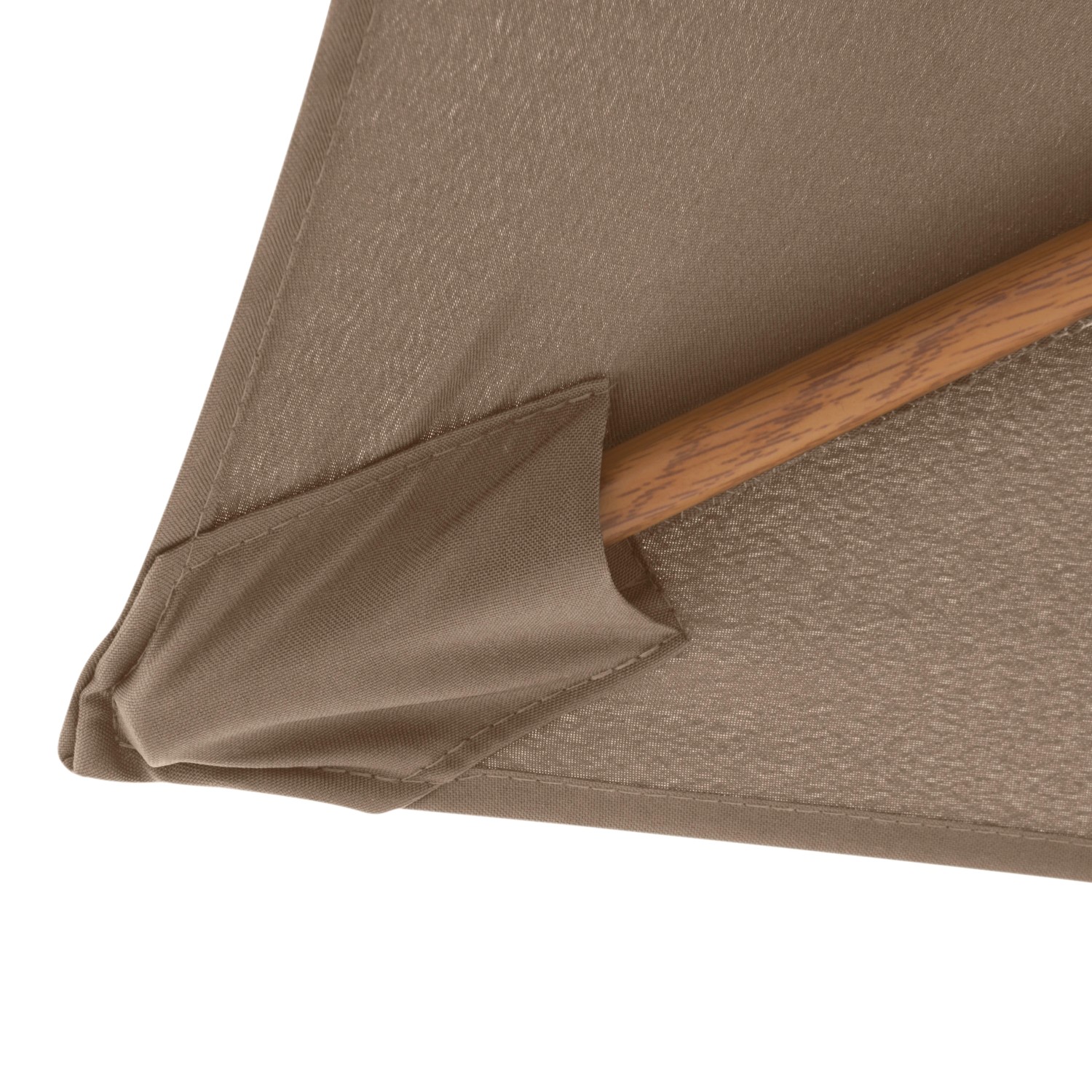 Detailaufnahme: Greiger Doppler Kurbelschirm Life Wood (300x200 cm) mit Holzoptik.