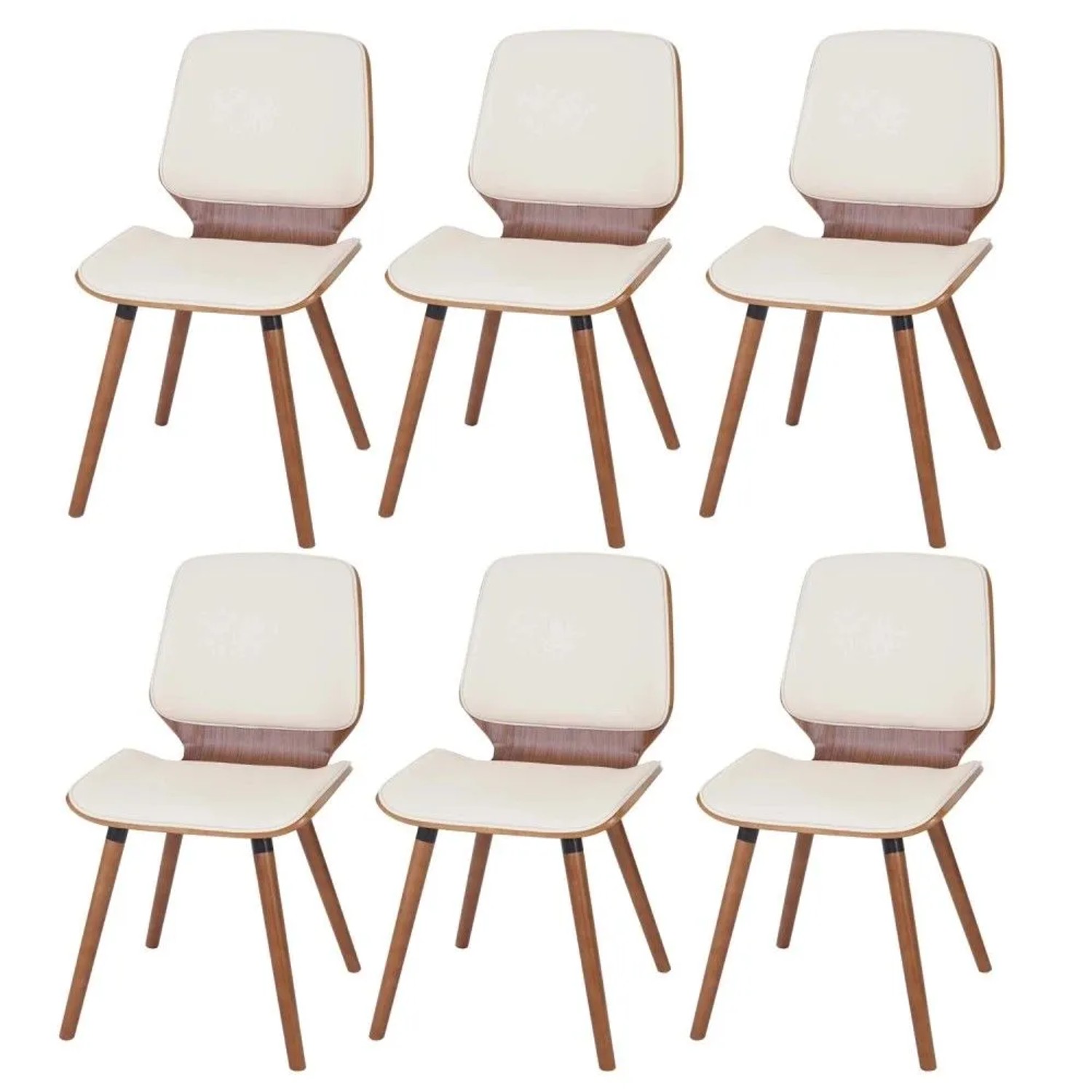 MCW Esszimmerstuhl B16 6er-Set Kunstleder Creme