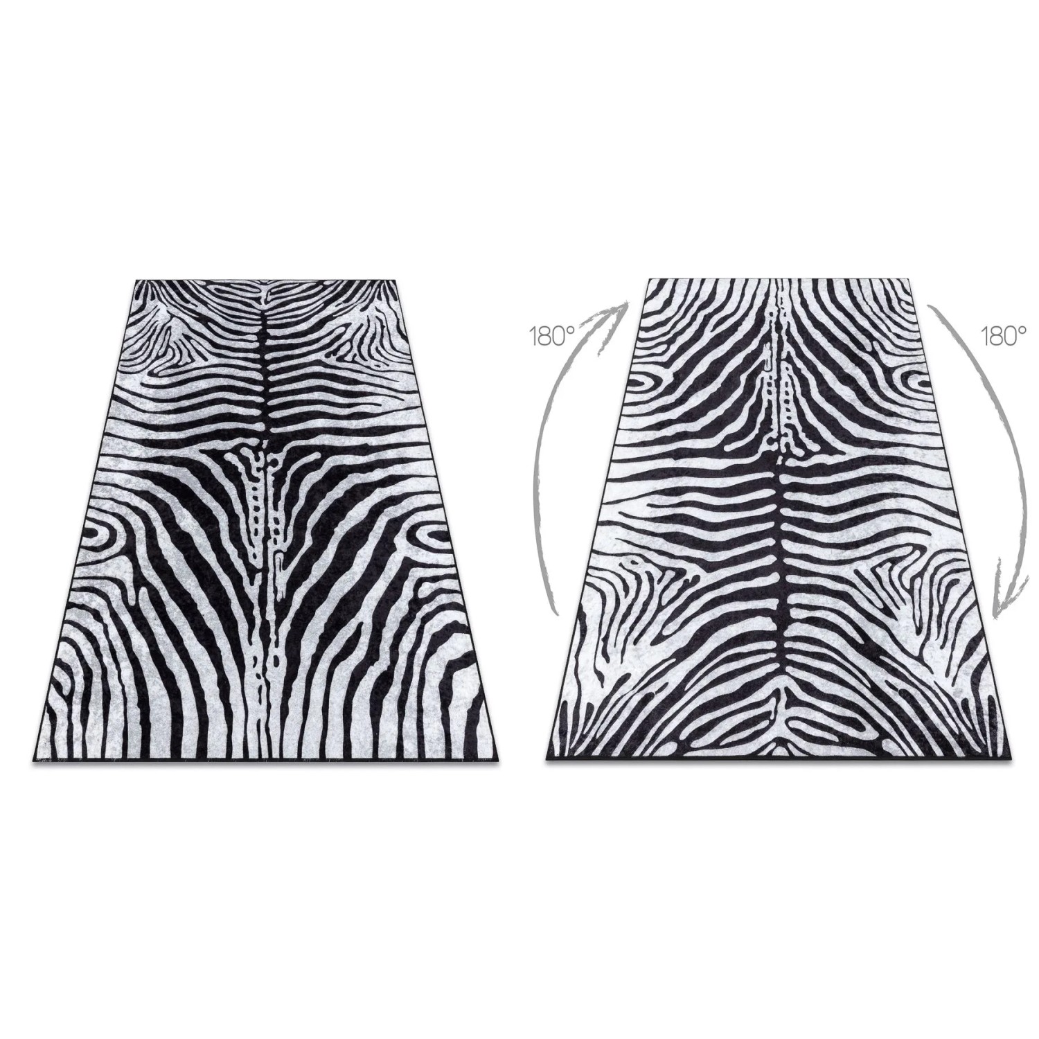 RugsX Teppich Miro VG18111 Schwarz, 200x290cm, mit Zebra-Muster. Waschbarer Teppich.