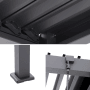 Details der MWH Pergola C110 Anthrazit: verstellbare Lamellen, stabiler Aluminiumfuß, manueller Sonnenschutzmechanismus.