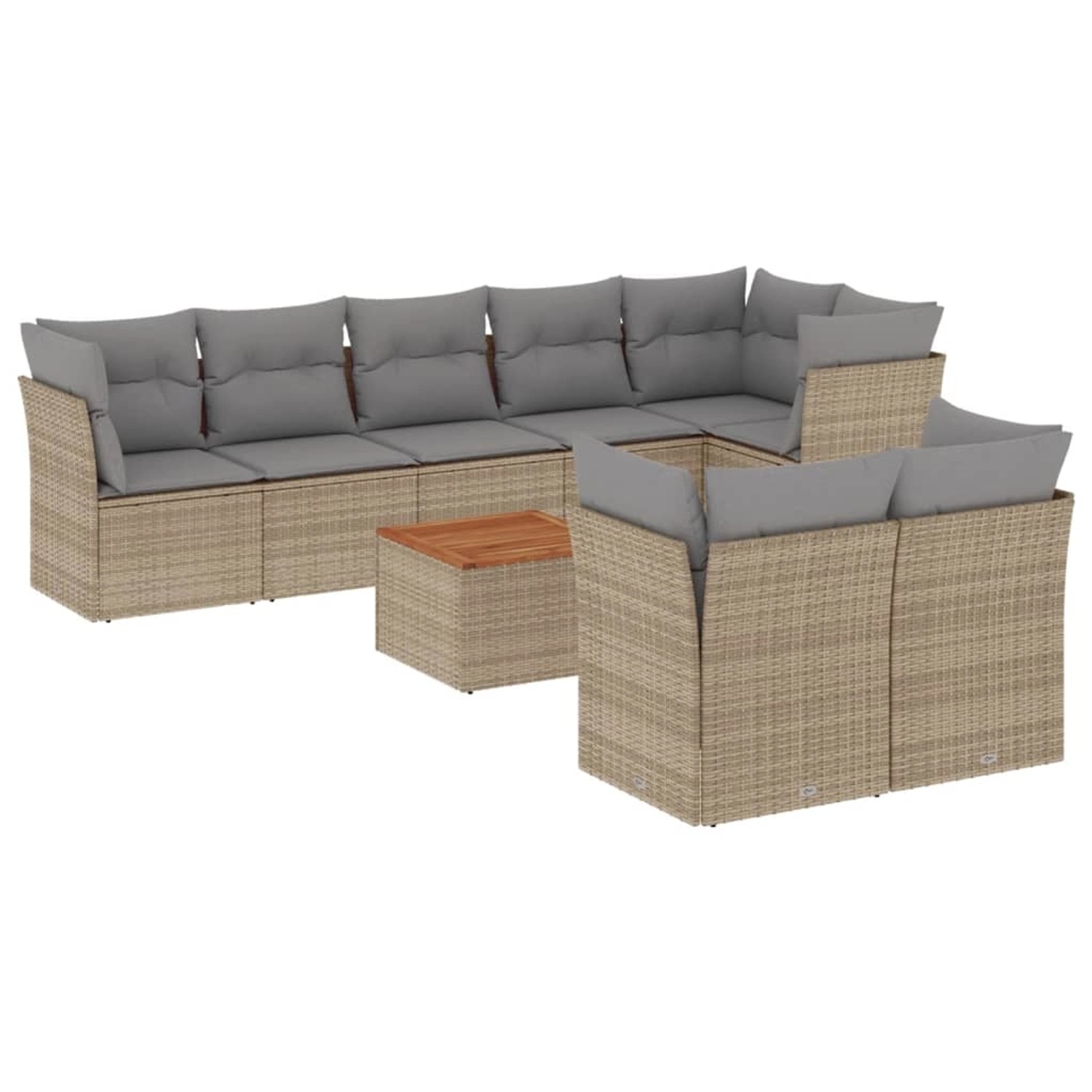 vidaXL 9-Tlg Garten-Sofagarnitur mit Kissen Beige Poly Rattan 3223735 günstig online kaufen