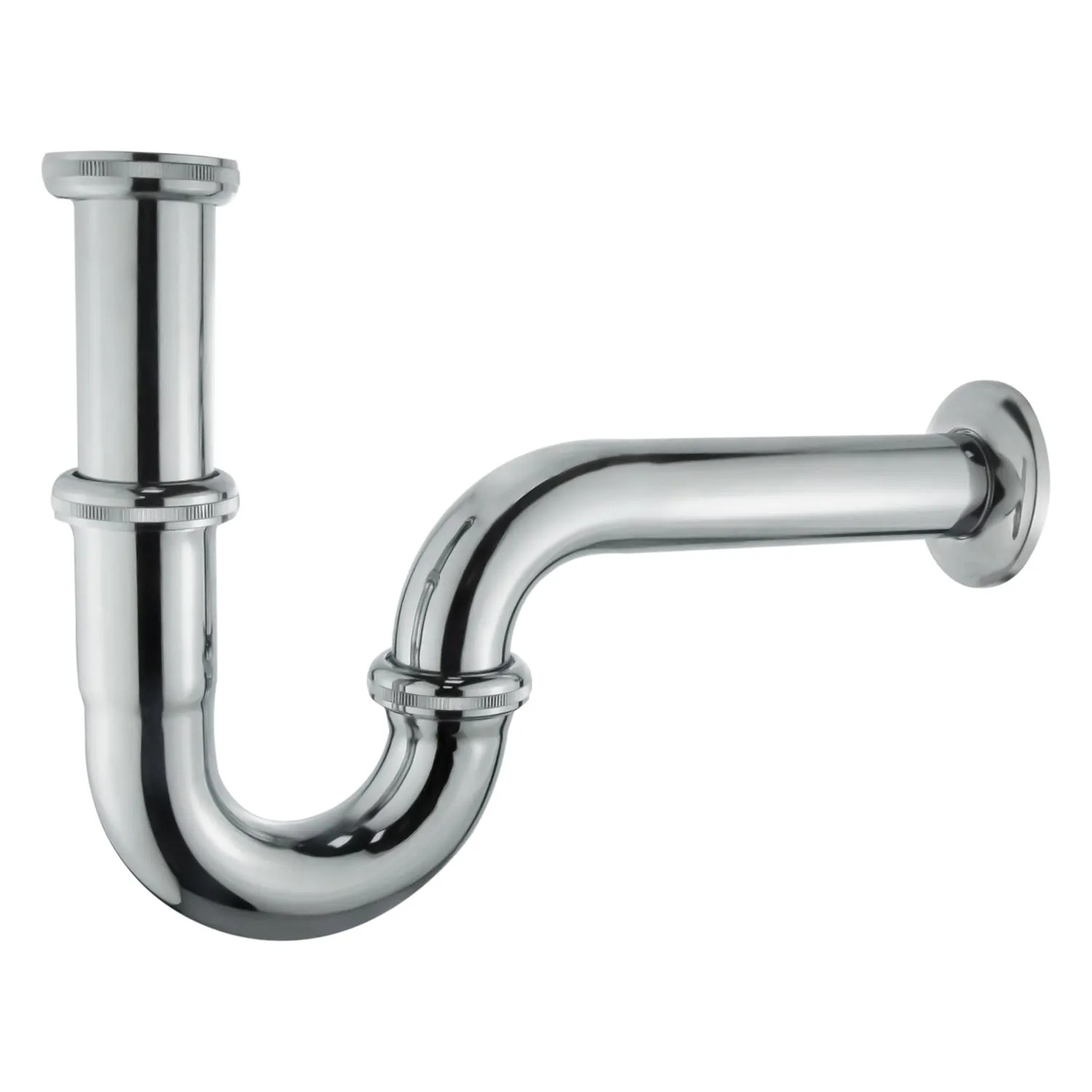 Sturotec Röhrensiphon, 1 1/4 Zoll, kurze Bauform, Chrom für Waschbecken.