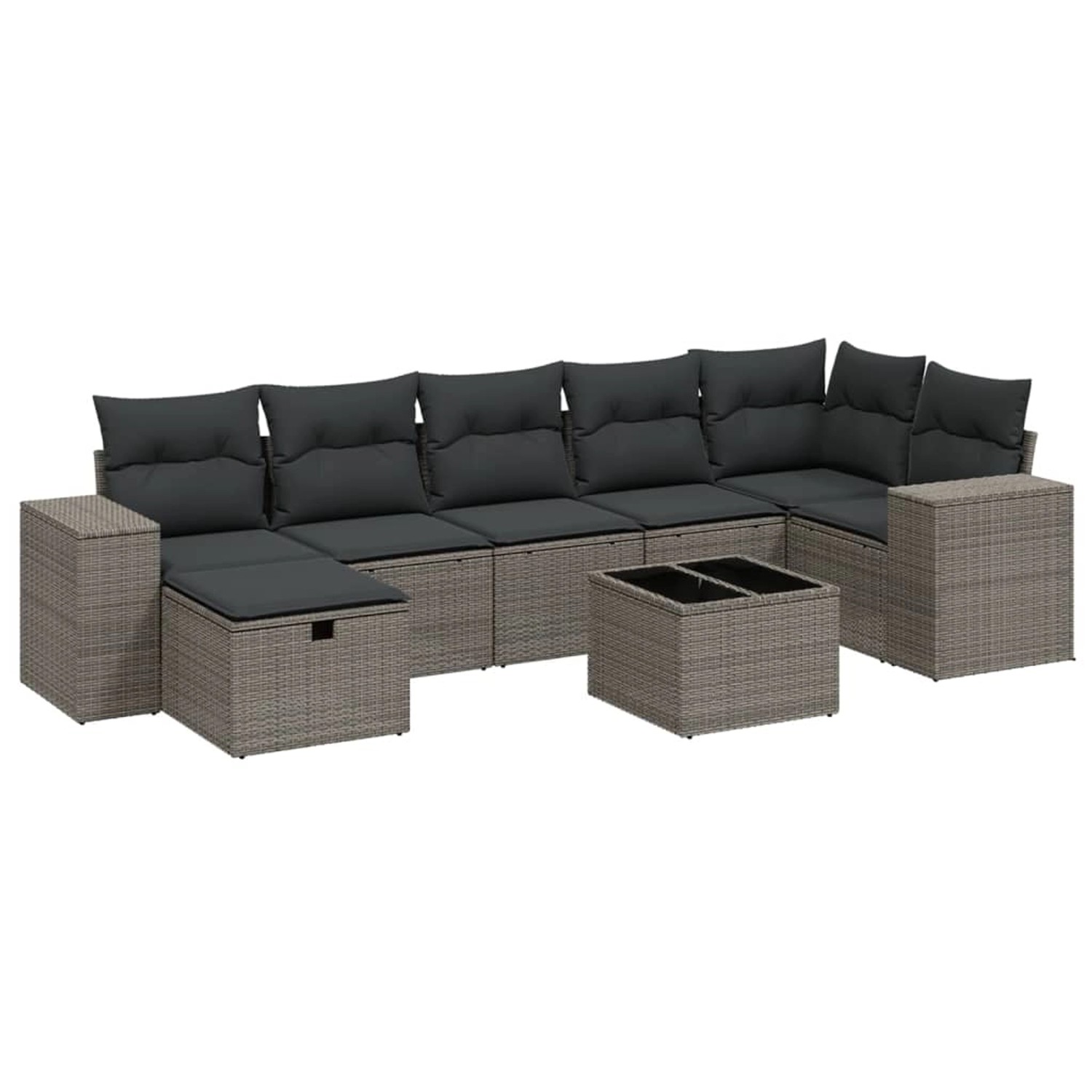vidaXL 8-Tlg Garten-Sofagarnitur mit Kissen Hellgrau Poly Rattan 3264448 günstig online kaufen