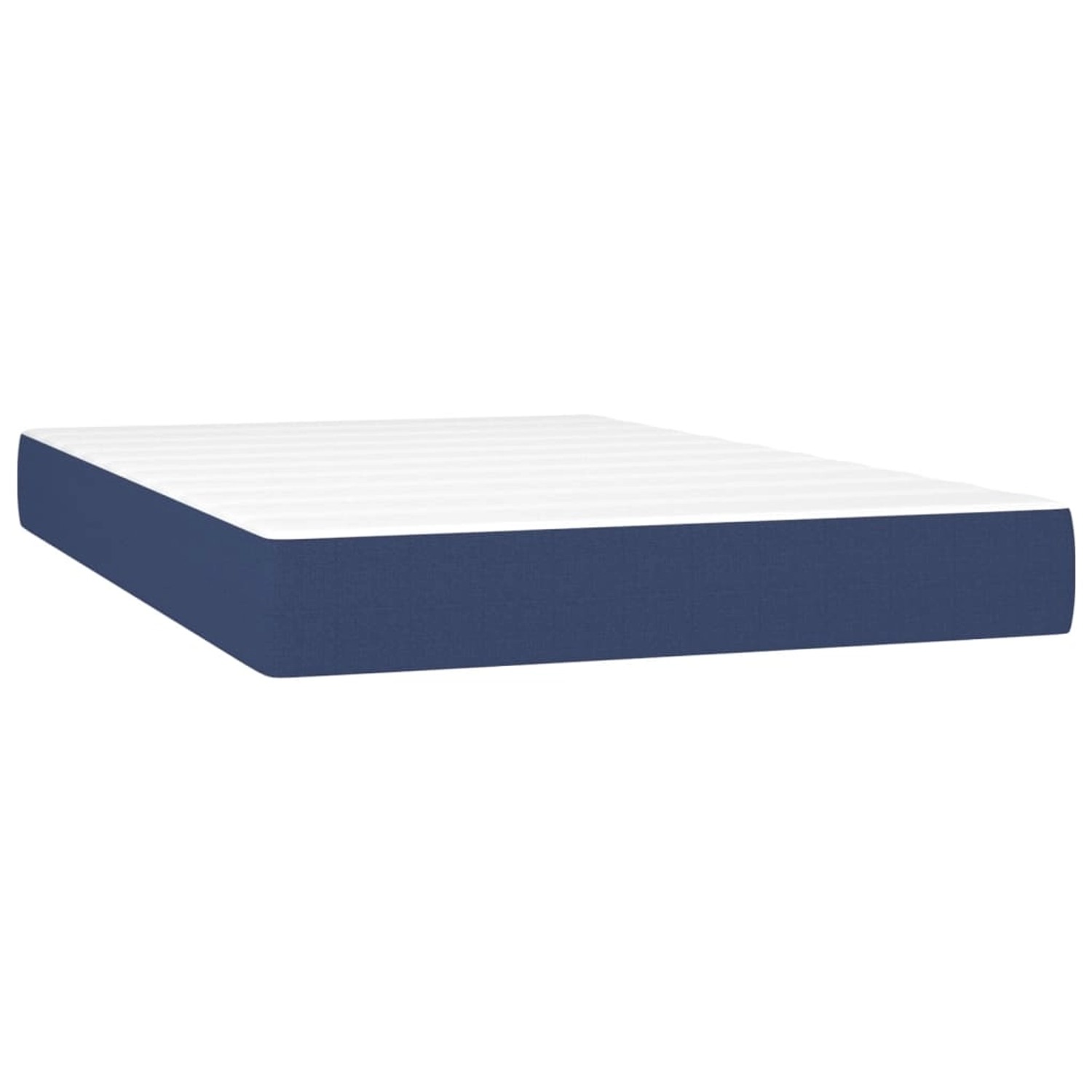 Blaues Boxspringbett 120x200 cm mit Matratze und Auflage.