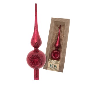 Rote Krebs Glas Lauscha Weihnachtsbaumspitze, 26cm, mit Effektlack und in Verpackung.