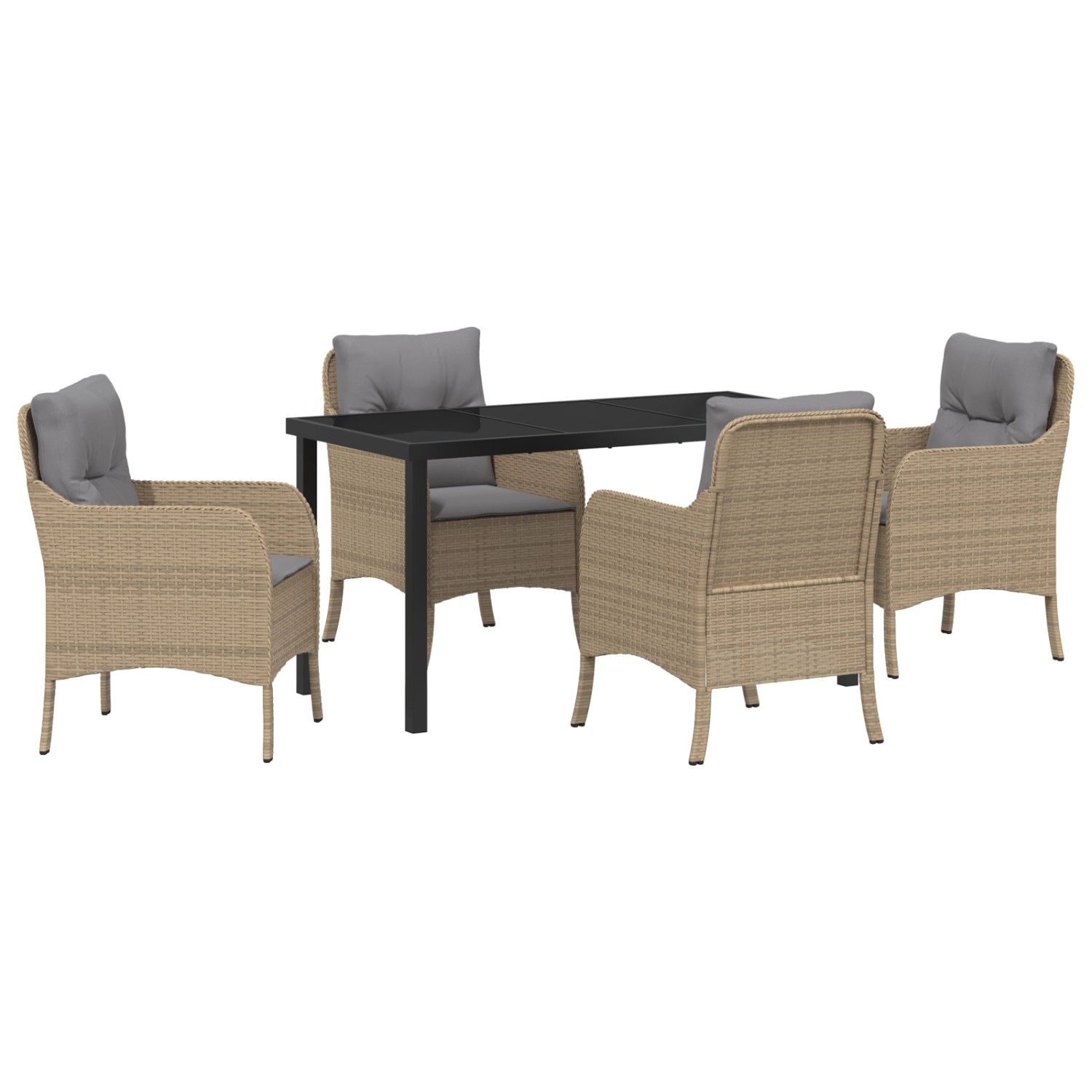 vidaXL 5-Teilige Garten-Essgruppe mit Kissen Beige Poly Rattan 3380178 günstig online kaufen